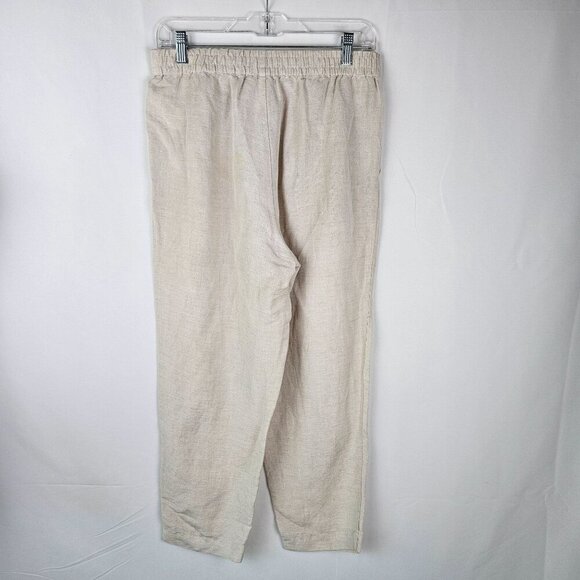 Madewell Linen Blend Pleated Tapered Pants Small Beige Elastic Waist - Picture 4 of 10